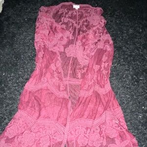 Vintage Dizzy Gal Burgundy Lace Women's Shrug